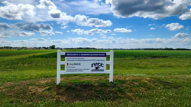 Picture of sign at IVCC + Extension Research and Demonstration Plots