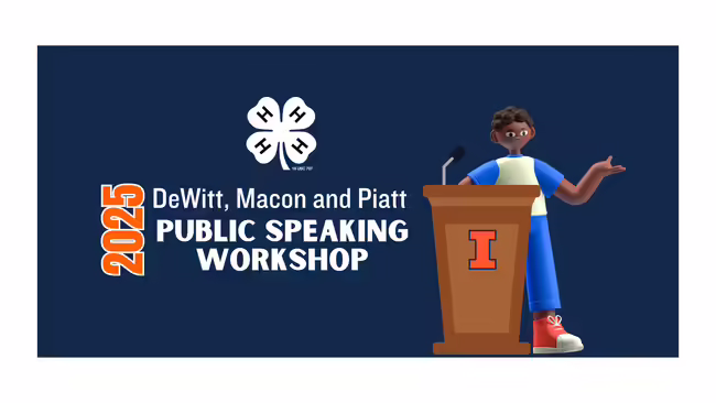 DeWitt, Macon, and Piatt Public Speaking Workshop boy at podium