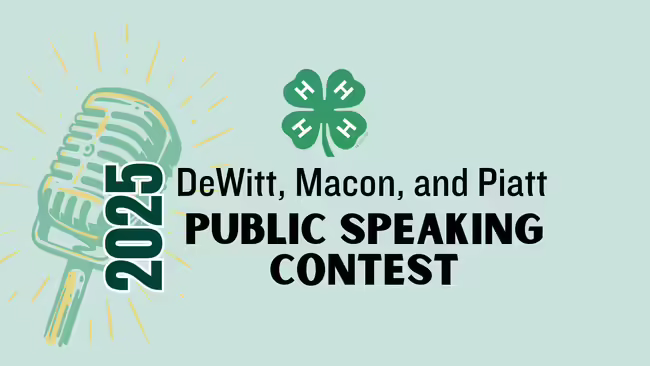 2025 DeWitt, Macon, and Piatt Public Speaking Contest with microphone