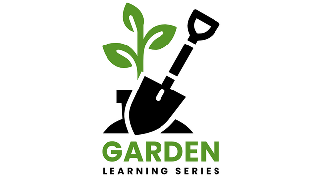 Garden learning series logo with plant and shovel