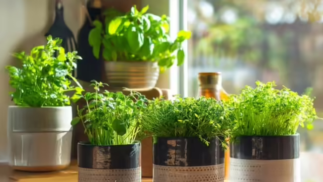 Herbs in pots 