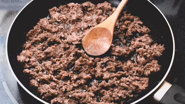 ground beef in a skillet