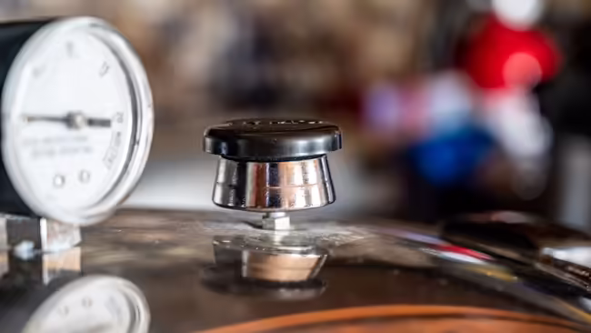 Pressure cooker gauge and relief valve