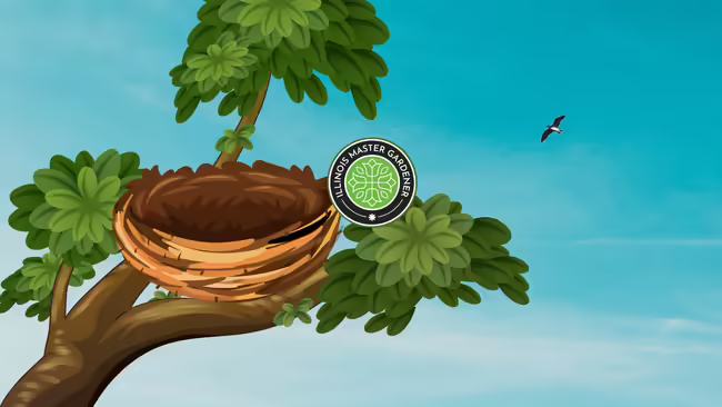 A next in a tree with the Master Gardener logo