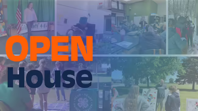 open house label on top of a collage of Illinois Extension events