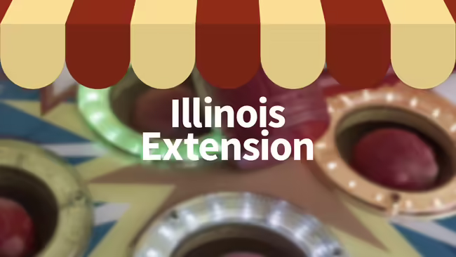 Carnival game and awning with the words Illinois Extension