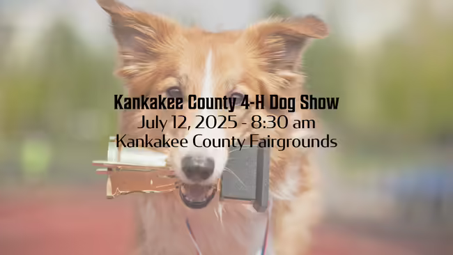 Kankakee County 4-H Dog Show July 12, 2025 8:30 a.m. Kankakee County Fairgrounds