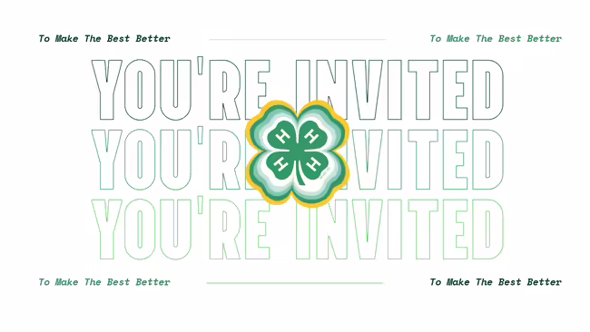 you're invited text with a 4-H clover 