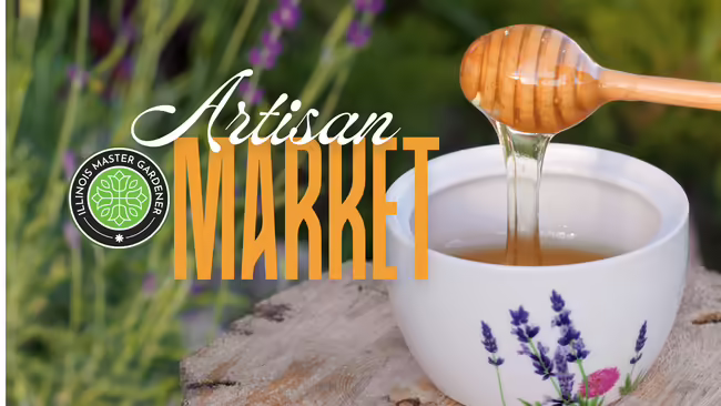 lavendar, pottery and honey with words artisan market