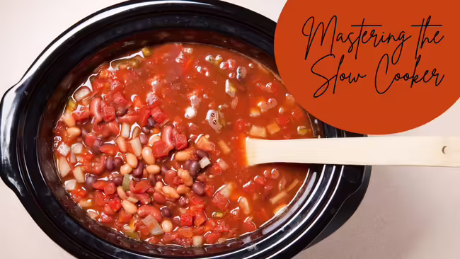 crock pot with bean soup
