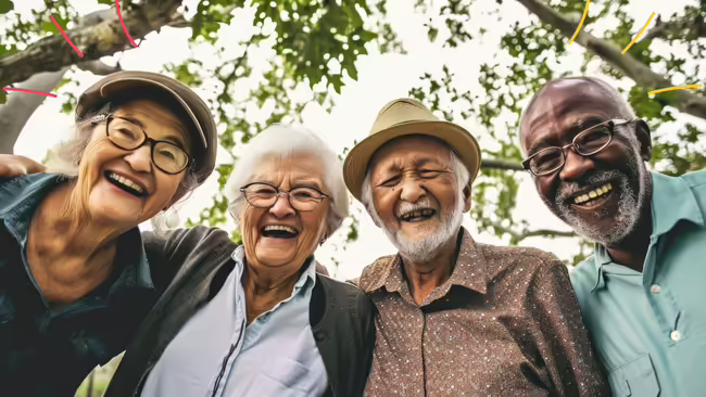 positivity can enhance aging-senior citizens smiling at the camera