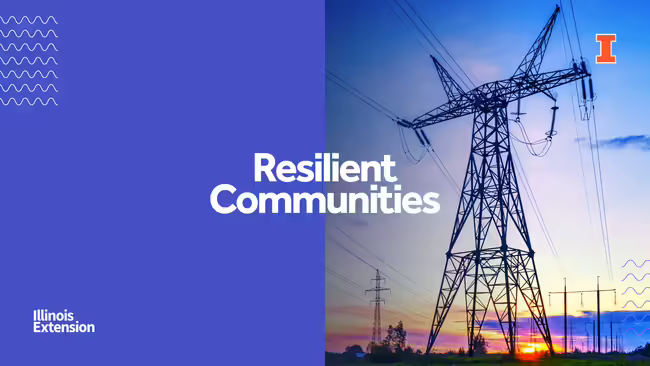 A powerline with the text "Resilient Communities"