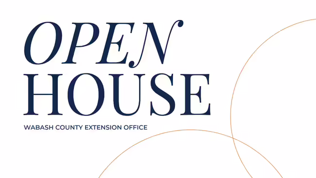 orange circle outlines with text "Open House, Wabash County Extension office"