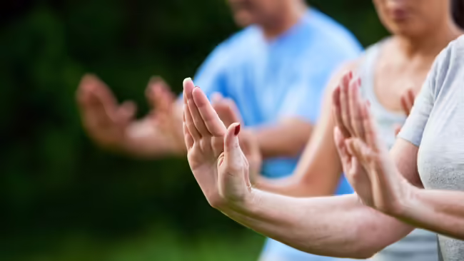 just the hands of people doing tai chi