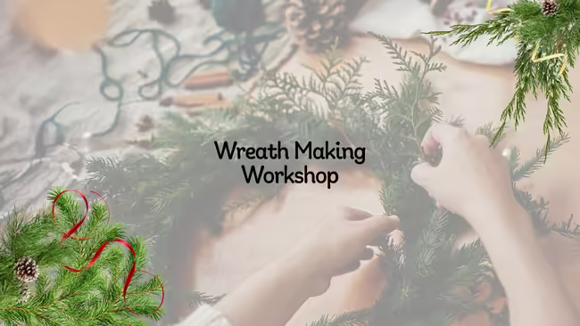 hands creating wreath from fresh greenery
