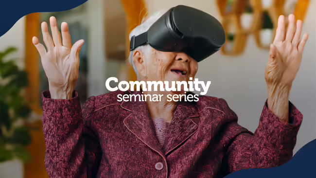 An older woman with virtual reality device.