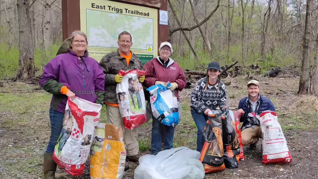 volunteers assisting with garlic mustard pull