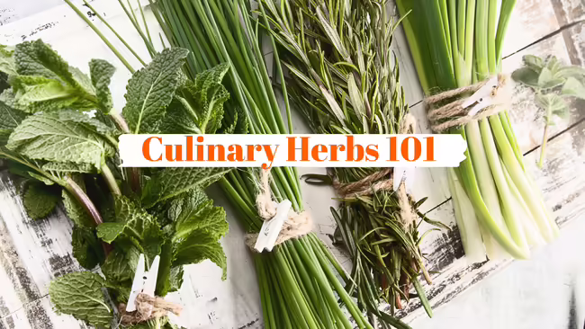 Fresh herbs on a tray
