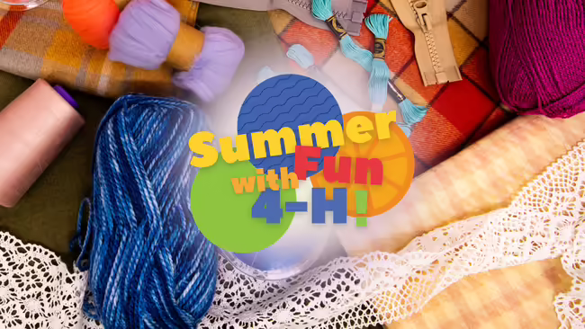 "Summer Fun with 4-H!" in front of clothing supplies