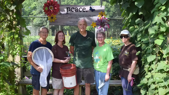 volunteer group in the butterfly habitat