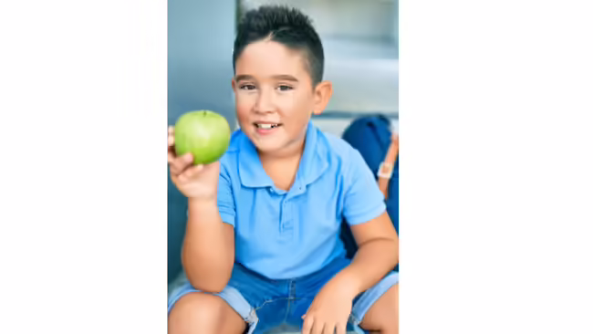 Boy getting his nutrition