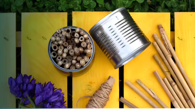 bee hotel made with can