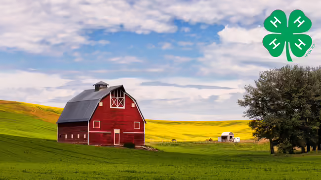 Photo of a barn in a field