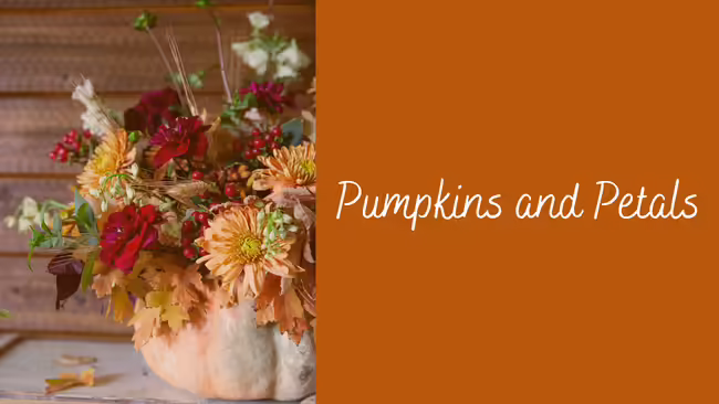flowers inside a pumpkin