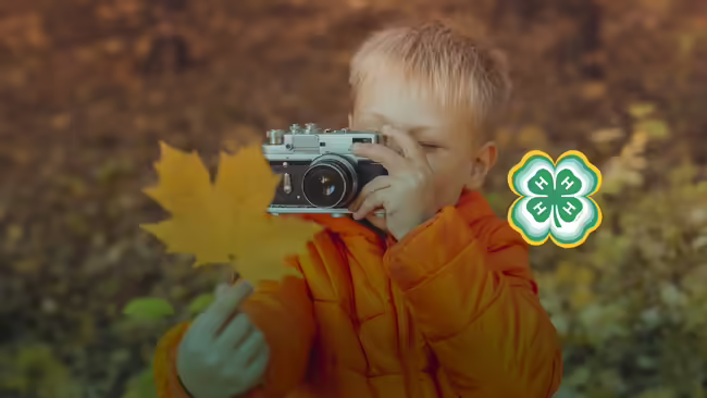 child taking picture of leaf