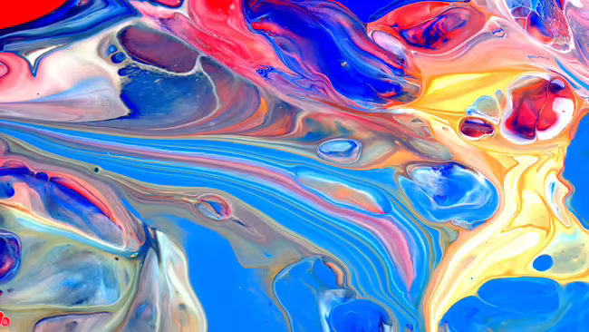 A blue, red, yellow, and white swirling paint.