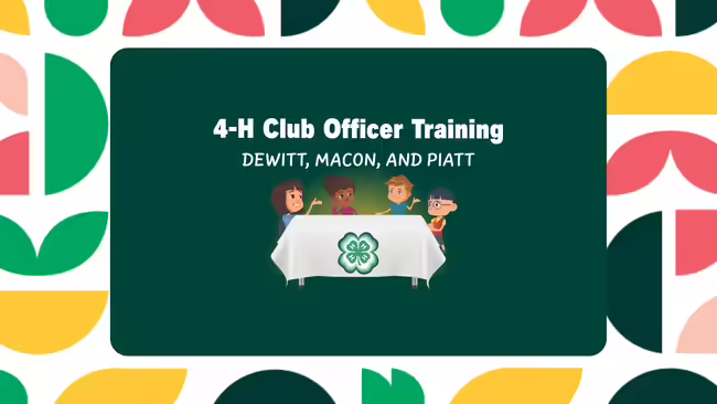 4-H Club Officer Training in Dewitt, Macon, and Piatt County animated youth sitting around a table pictured