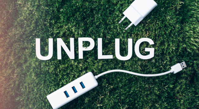 an unplugged device and word "unplug"