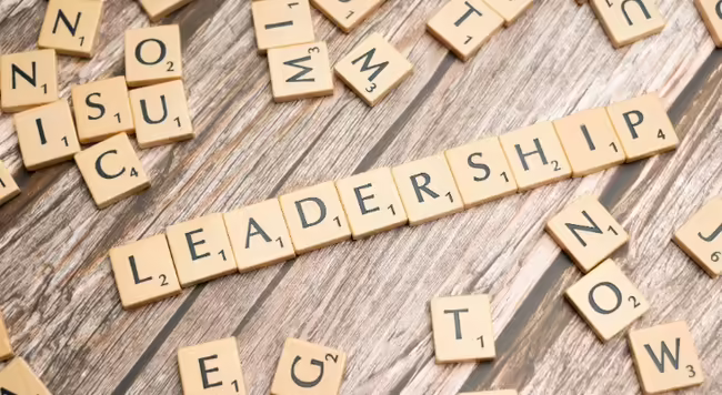 Scrabble pieces spelling the word Leadership
