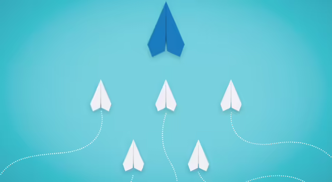 A leader plane leading other planes.