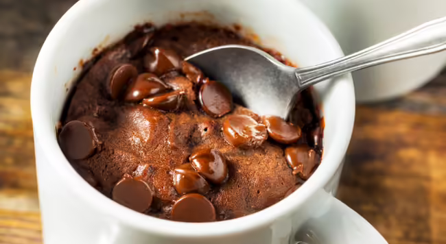 Chocolate muffin made in a mug
