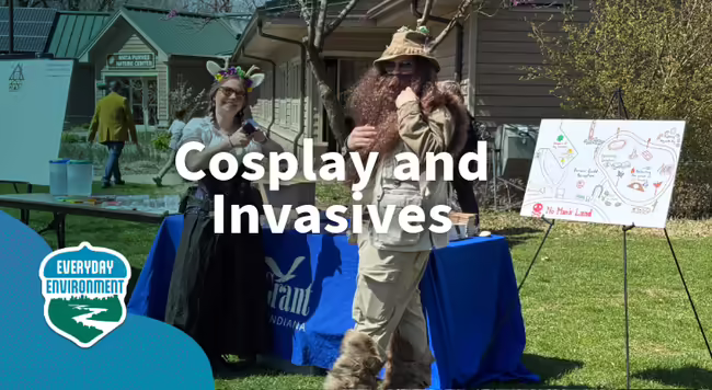 cosplay and invasives. two people dressed up. 