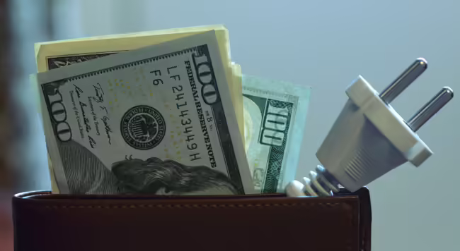 Wallet with power cord