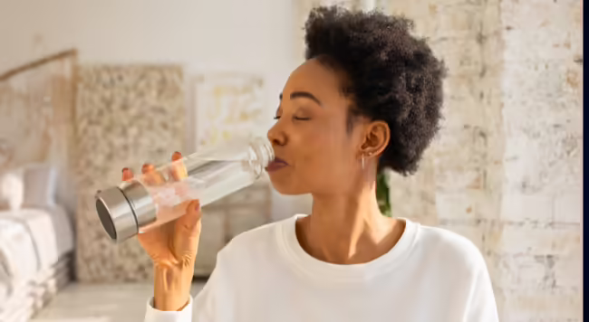 Woman drinking a bottle of water