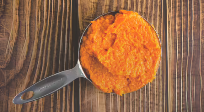 Cup of pumpkin puree
