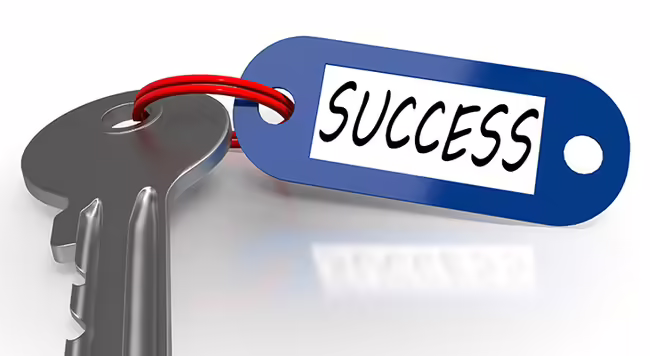 keys with a tag that says success