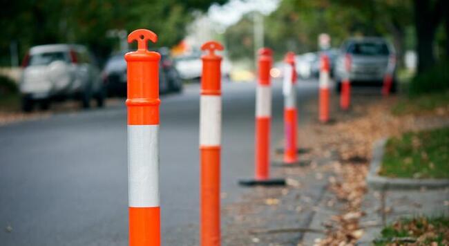 traffic cones along street