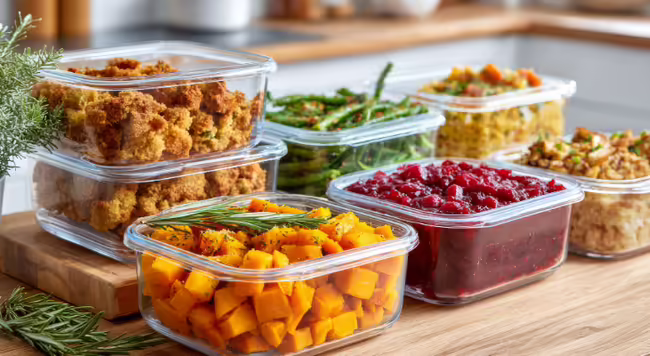 Vegetables in storage containers 