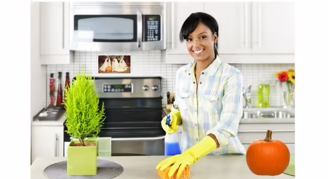 Cleaning kitchen, pumpkin season