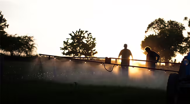 people next to a sprayer