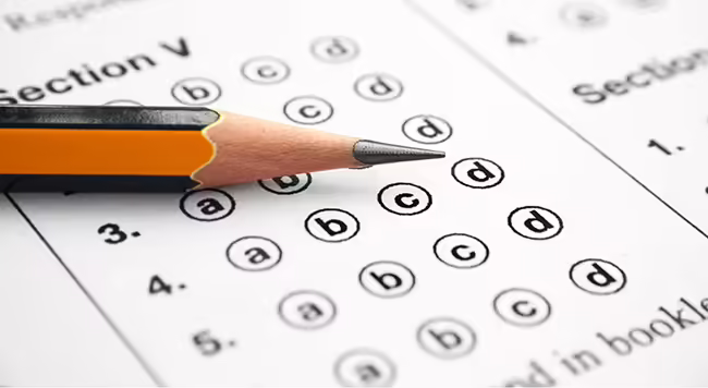 test answer sheet and pencil