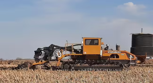 Large tractor in an agricultural field