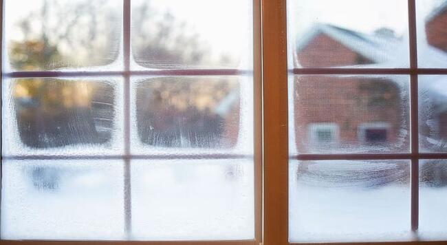 Winter scene through a window