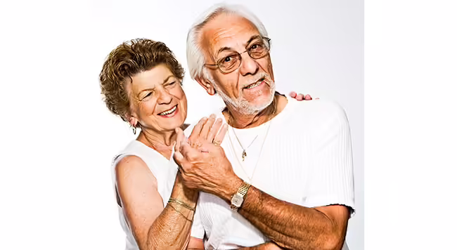 Man and woman embracing