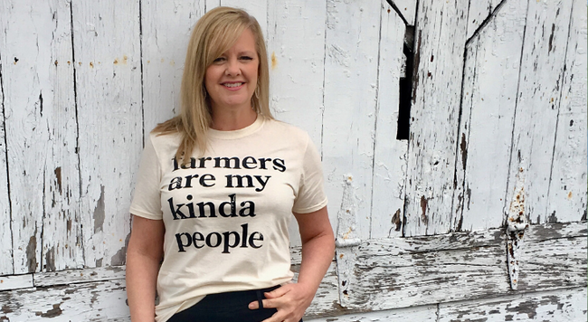 Photo of Michelle Sirles with farmer t-shirt