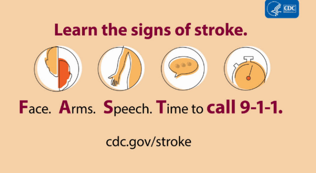 learn the signs of stroke. Act FAST and call 9-1-1